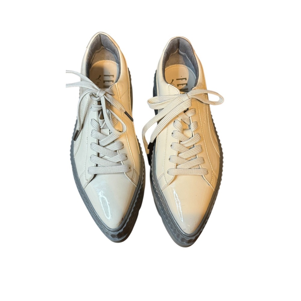 Puma Women's Cream Lace-Up Pointed Toe Sneakers with Black Accent